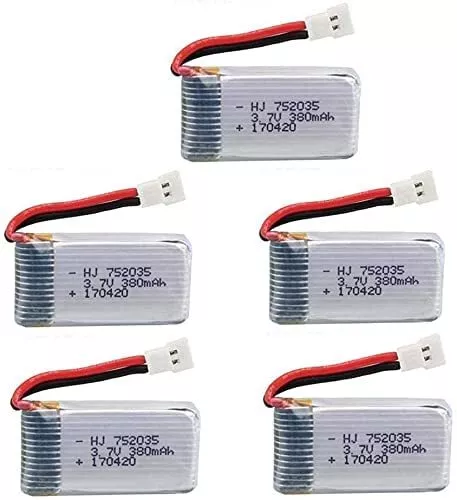 5pcs Lipo Batterie rechargeables pour Hubsan X4 H107c H107d H107L 3.7v 380mAh