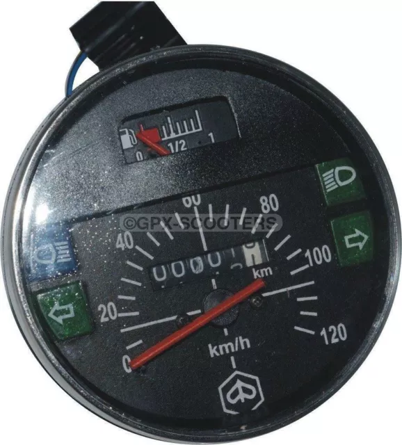 Speedometer / Tacho Vespa Lml Px Lusso 80, 125, 150, 200, 120Km/H/80 Mph Black