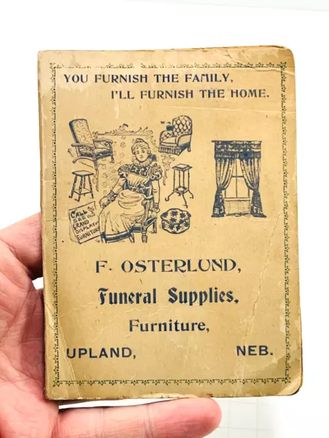 RARO 1904 Osterlund Suministros Funerarios Upland Nebraska NE Libro de Agujas de Publicidad