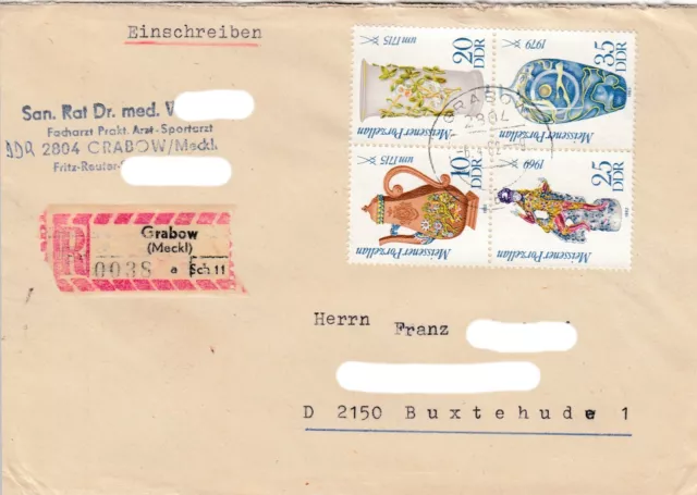 DDR Eil-Brief, Einschreiben mit Nr. 2667 / 70, Kleinbogen, Viererblock