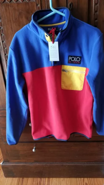 Polo Ralph Lauren Hi Tech American Flag Colorblocked Fleece Sweatshirt Pullover