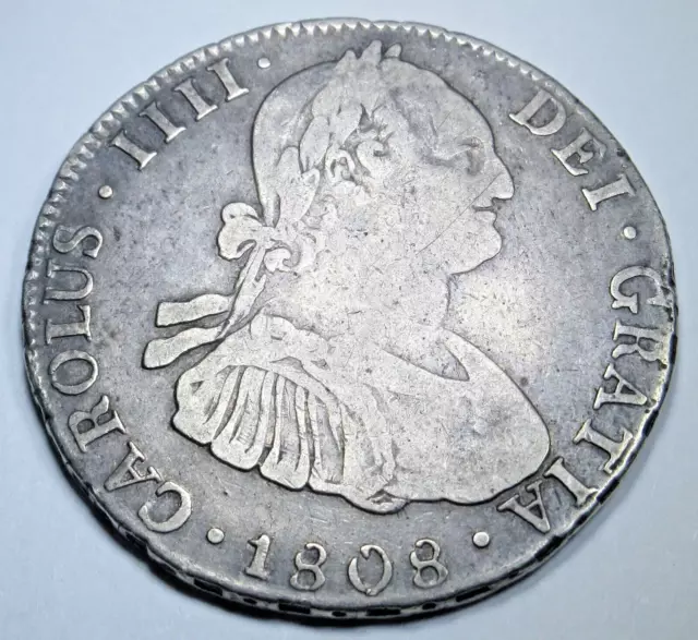 1808 Spanish Bolivia Silver 4 Reales Genuine Antique 1800's Colonial Pirate Coin