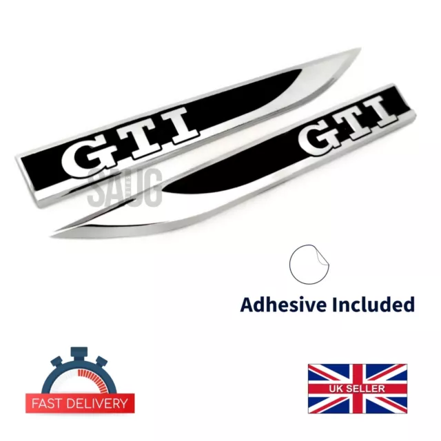 GOLF GTI WING Badges For Mk7 7.5 Chrome Black Fender Emblem Badge