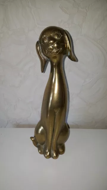 alte Hundfigur / Hund Figur , Messing , 31,5 cm