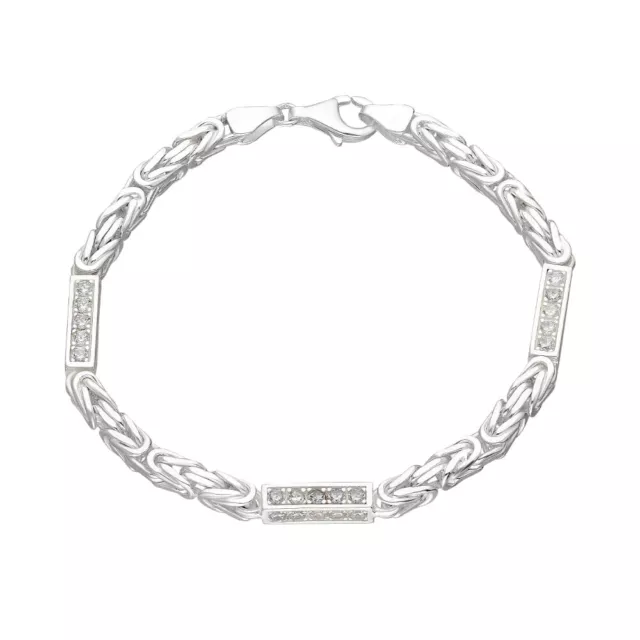 Bracelet Massif En 925er Argent Sterling avec Pierres Strass 21cm x 4mm Sterling