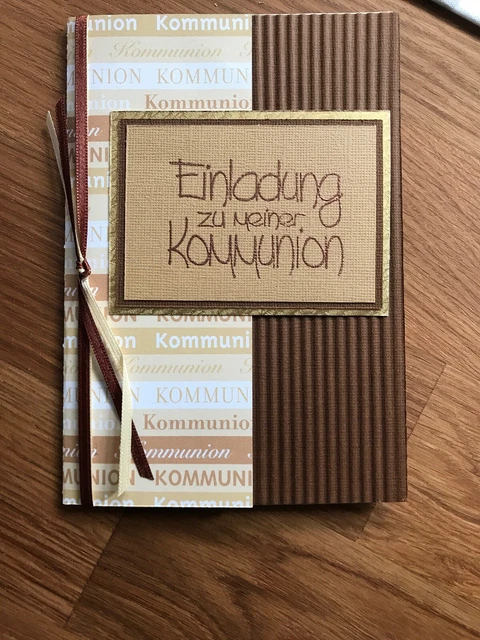 Einladungskarten / Einladungen  Kommunion / Konfirmation handarb. Farbvarianten
