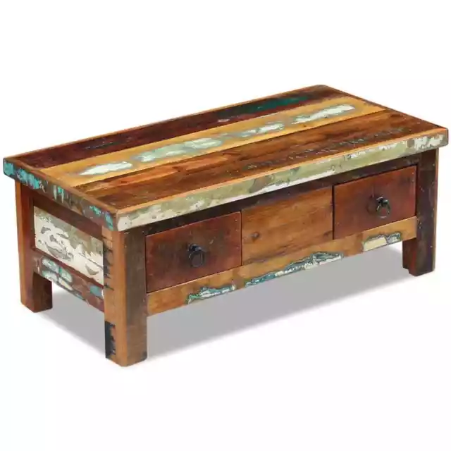 Coffee Table Sofa Tables Drawer Shelf Book Storage Solid Wood Reclaimed vidaXL