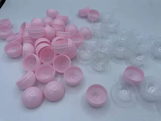Empty Clear-Light Pink Colored Round Capsules 1.1 inch Bulk Pink Half Capsule