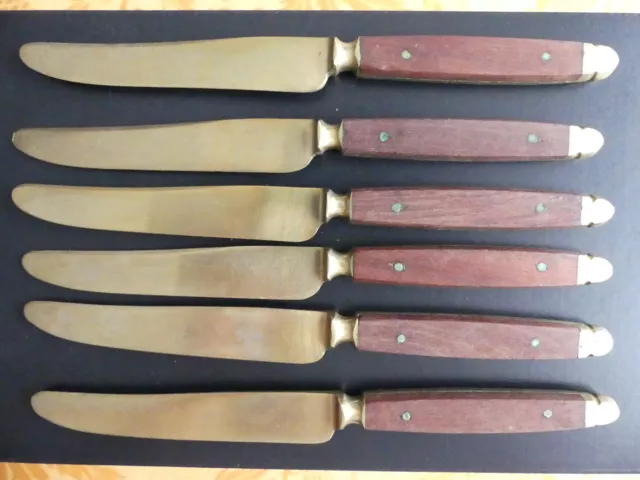 Lot de 6 petits couteaux anciens en bois et laiton TBE