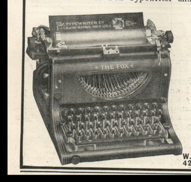 1908 Fox Typewriter Printing Writing Machine Tools Office Business Letters 8500