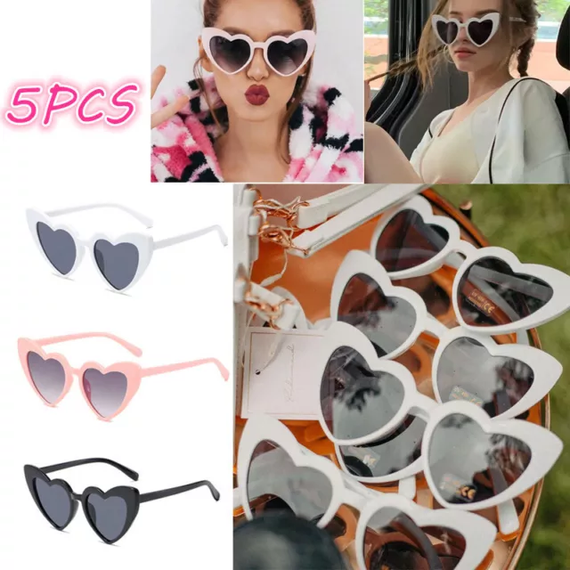 5x Heart Shape Sunglasses for Bridal Shower Photo Props Gift Hen Party Supplies~