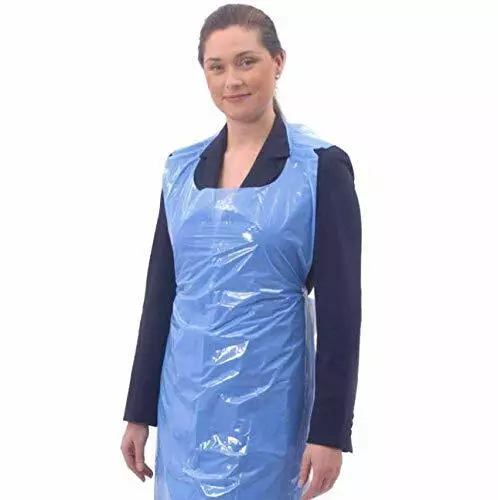 200Pcs Disposable Apron Polythene Plastic Aprons Flat Pack or Roll White or  Blue