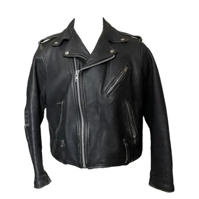 HARLEY DAVIDSON MENS Leather Jacket Sz 52 Black Vintage Motorcycle ...