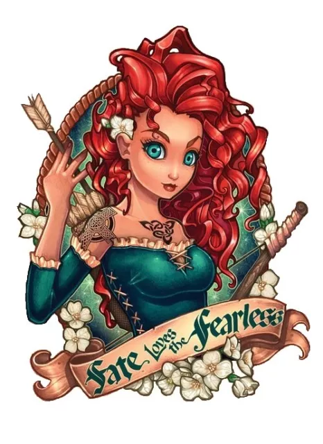 Bügelbild Aufbügler Merida Tattoo mal anders auf  DIN A5 ca 13x18cm