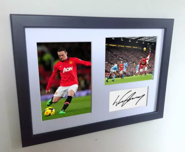 Signed Overhead Goal Wayne Rooney Manchester United Autograph Photo Picture A4