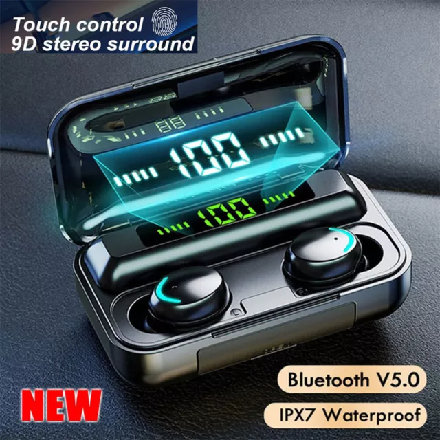 TWS Kopfhörer Bluetooth 5.0 In-Ear Ohrhörer 9D Wireless Headset Touch Control DE