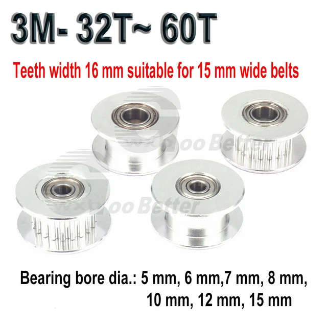 Idlers HTD 3M Tensioner Pulley 32T~60T Tooth width=16mm Bore=5~15mm Idler Pulley