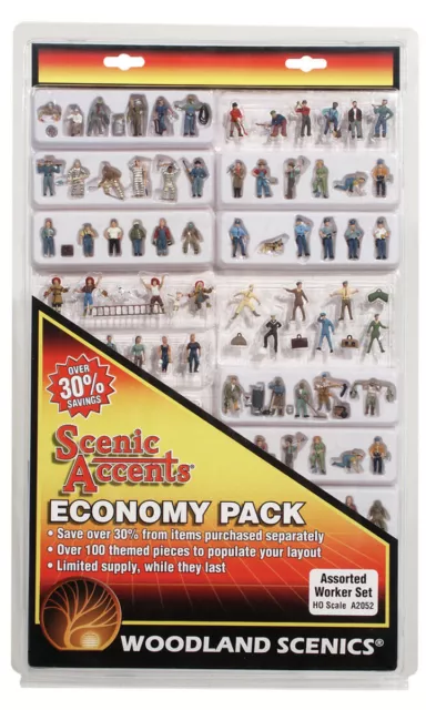 Woodland Scenics ~ HO Scale People ~ Assorted Worker Set ~ Economy Pack ~ A2052