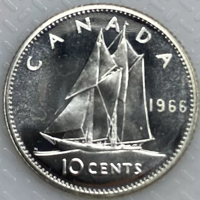 1966 Canada 10 Cents Proof-Like .800 Silver Dime Coin