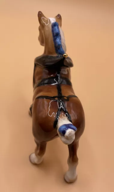 Vintage Retired Hagen Renaker Porcelain Draft Horse With Blue Collar 3