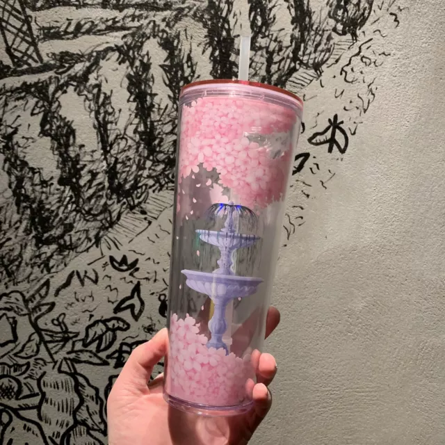 STARBUCKS 2024 HK Spring Sakura Fountain 24oz Plastic Tumbler 54.59