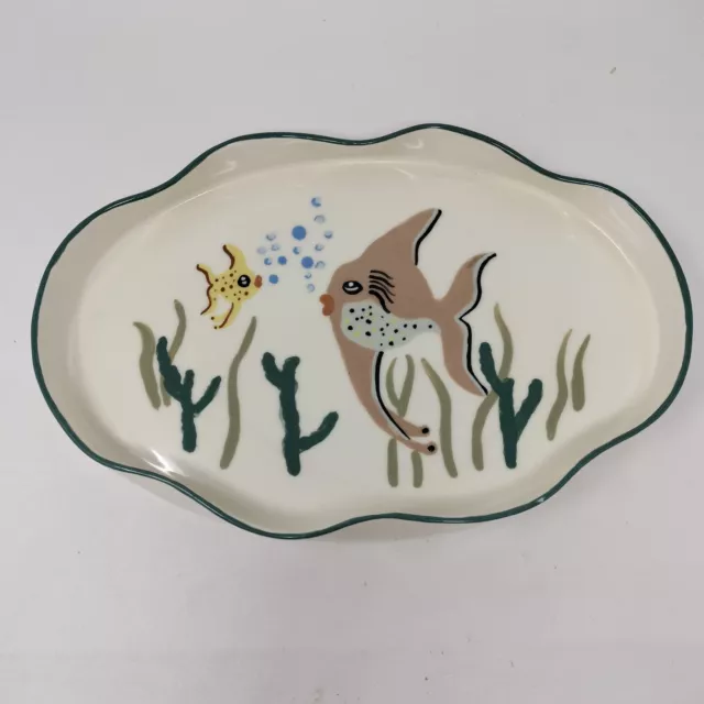 West Coast Pottery MCM Oval Tray / Dish / Fishes Underwater Angle Fish Scene