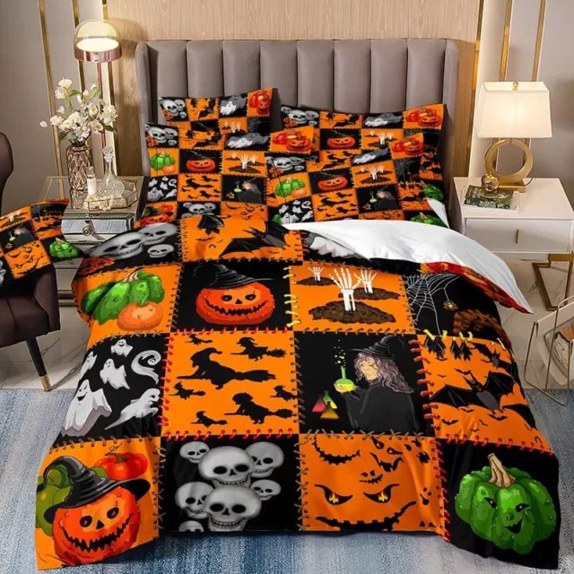 Trick-or-treat/Pumpkin/Halloween/Doona Cover/Double-sided Pillowcase/Bedding Set