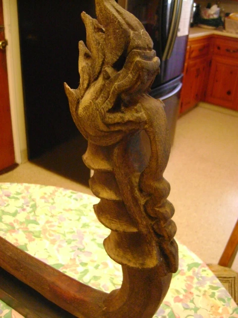 Burma Carved Wood Dragon Naga Ornament Decorated Ox Cart Late 19th/ early20th c. 3