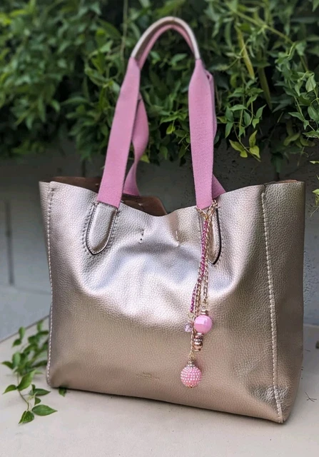 COACH LARGE DERBY Tote Pink Handle Checker Heart Print Interior F25920 Charm 159.99 PicClick