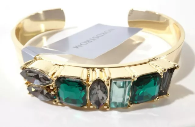 Nordstrom Women's Modern Jewel Cuff Bracelet NWT 35 Green GOLD