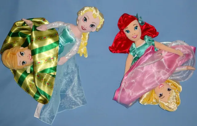 DISNEY PLUSH TOPSY-TURVY Frozen Elsa-Anna-Aurora-Ariel-Flip Flop ...
