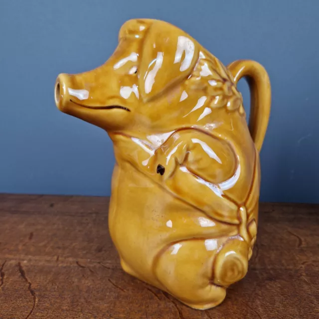 Pichet ancien cochon cruche barbotine broc animalier vintage pot à vin