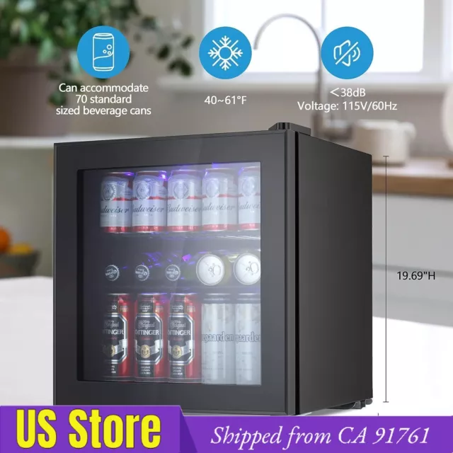 Drink Cooler 1.6cu.ft,Counter Top,Mini Beer Fridge 60 CANs,CA