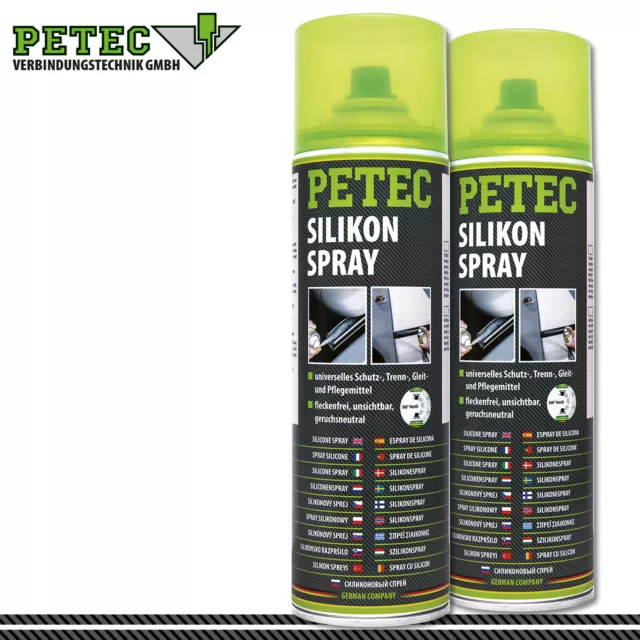 Petec 2x 500ml Spray Silicone Cura Plastica Impregnazione Protezione Condutture