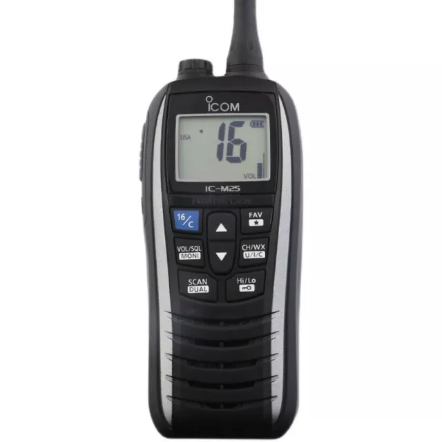 Radio marina portátil IC-M25 5W VHF LCD portátil ligera impermeable 3