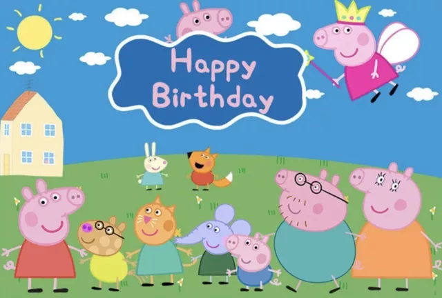 PEPPA PIG BACKDROP 5ft x3ft Photo Background Happy Birthday Banner ...