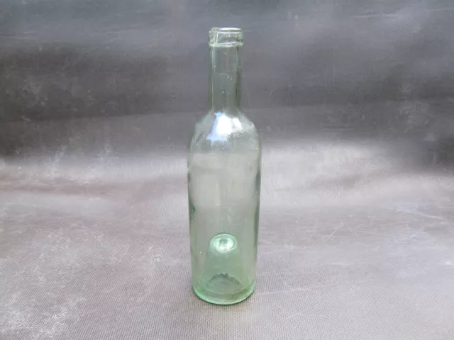 Vintage Free Blown Pontil Aqua Green Glass Rum Utility Bottle