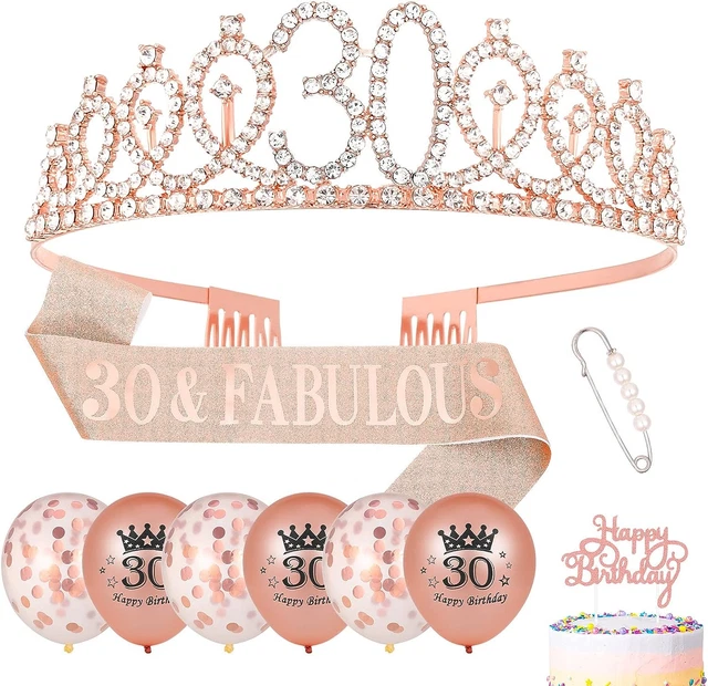 Heyu-Lotus fascia 30° compleanno e tiara oro rosa 30 e favoloso strass fascia