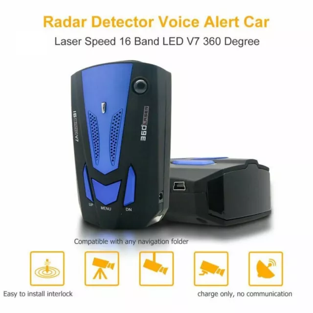 V7 GPS Radar Detector Camera 360° Car Speed Warning Speedometer Voice Alert 2