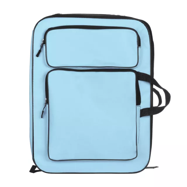 14.2" x 19.3" Art Portfolio Bag Backpack, Drawing Organizer, Light Blue