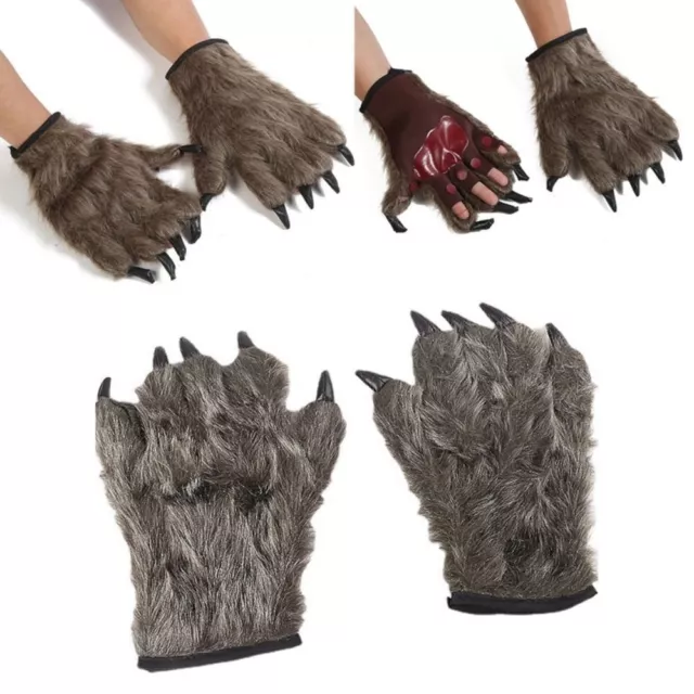 1Pair Halloween Werewolf Gloves Werewolf Hand Costume Gloves Party Cosplay Props