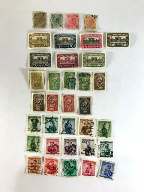 AUSTRIA  POSTAL STAMPS: A NICE LOT OF 35 VINTAGE POSTAGE STAMPS SOME 1890's