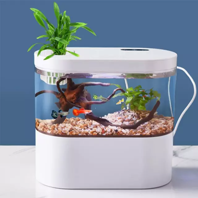 Mini Fish Tank Betta Aquarium Starter Kits Multifunctional Desktop Aquarium with 2