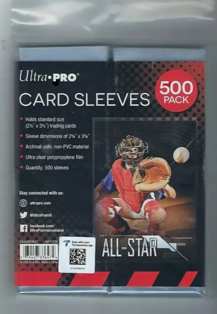 Pack of 500 Ultra Pro Soft Penny Poly Trading Sports Card Sleeves Holders