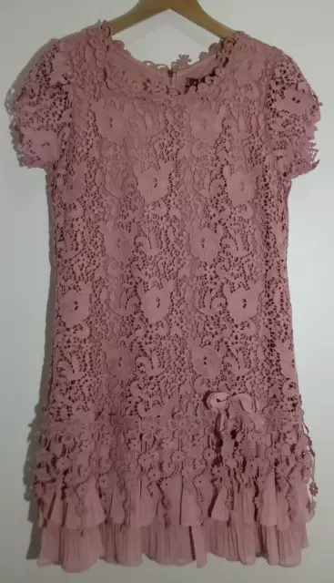 Jolie Moi Dress Pink Blush Crochet Lace Short Sleeve Size UK 10 - NEW With Tag