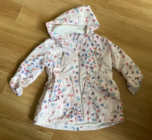 Giacca cappotto giacca rosa farfalla F&F ragazza con cappuccio manica lunga foderata sottile con cerniera età 5-6