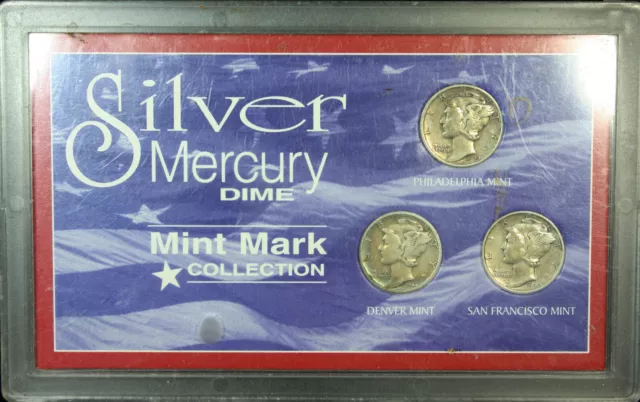 American Historic Society Silver Mercury Dime Mint Mark Collection.