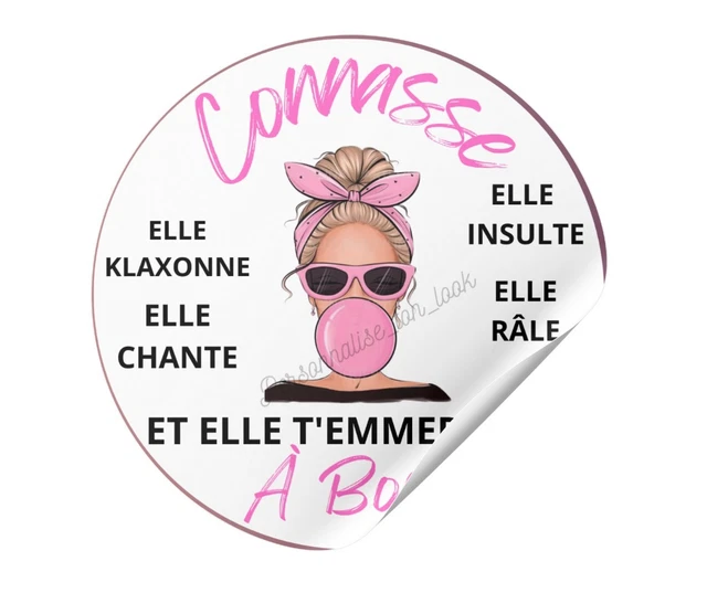 Autocollant Voiture 'Connasse à Bord' - Sticker Drôle Humoristique, Vinyle Résistant, Création Française