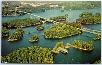 Postcard - Aerial View of Canadian Span Thousand Islands International Bridge