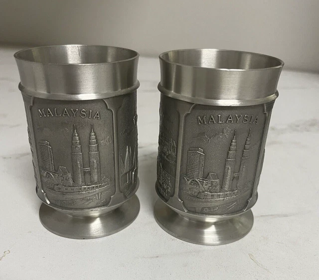 RARE VINTAGE SELWIN Pewter Souvenir 4 Images Of Bird Cup 2.25